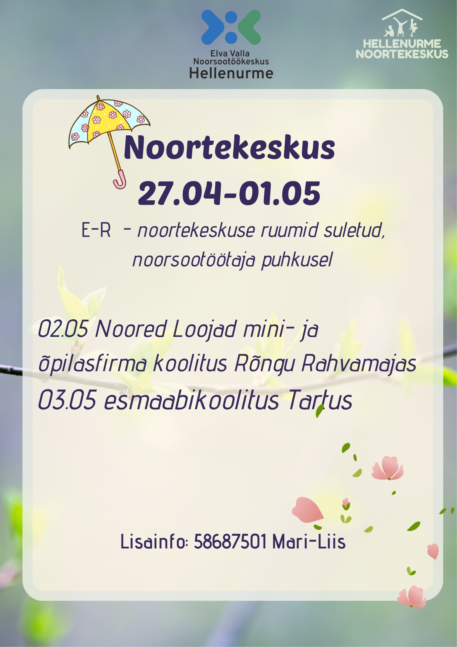 Noortekeskus Hellenurme aprill 4