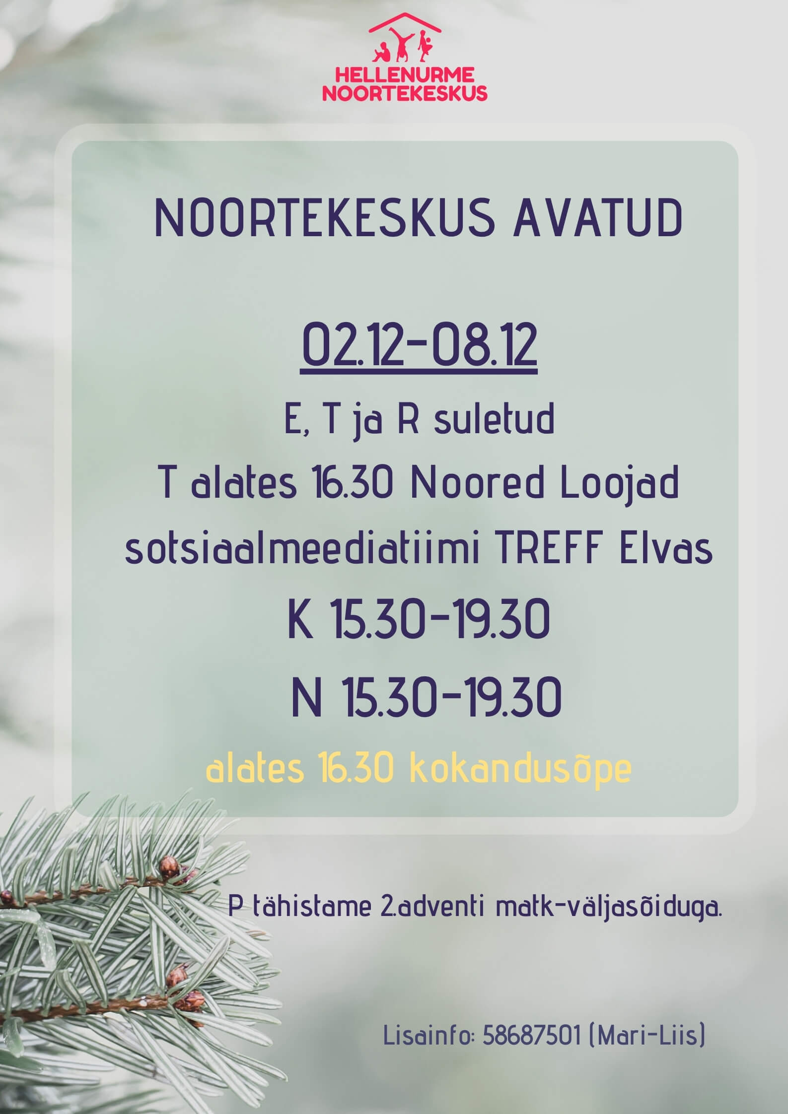 Noortekeskus Hellenurme detsember 2