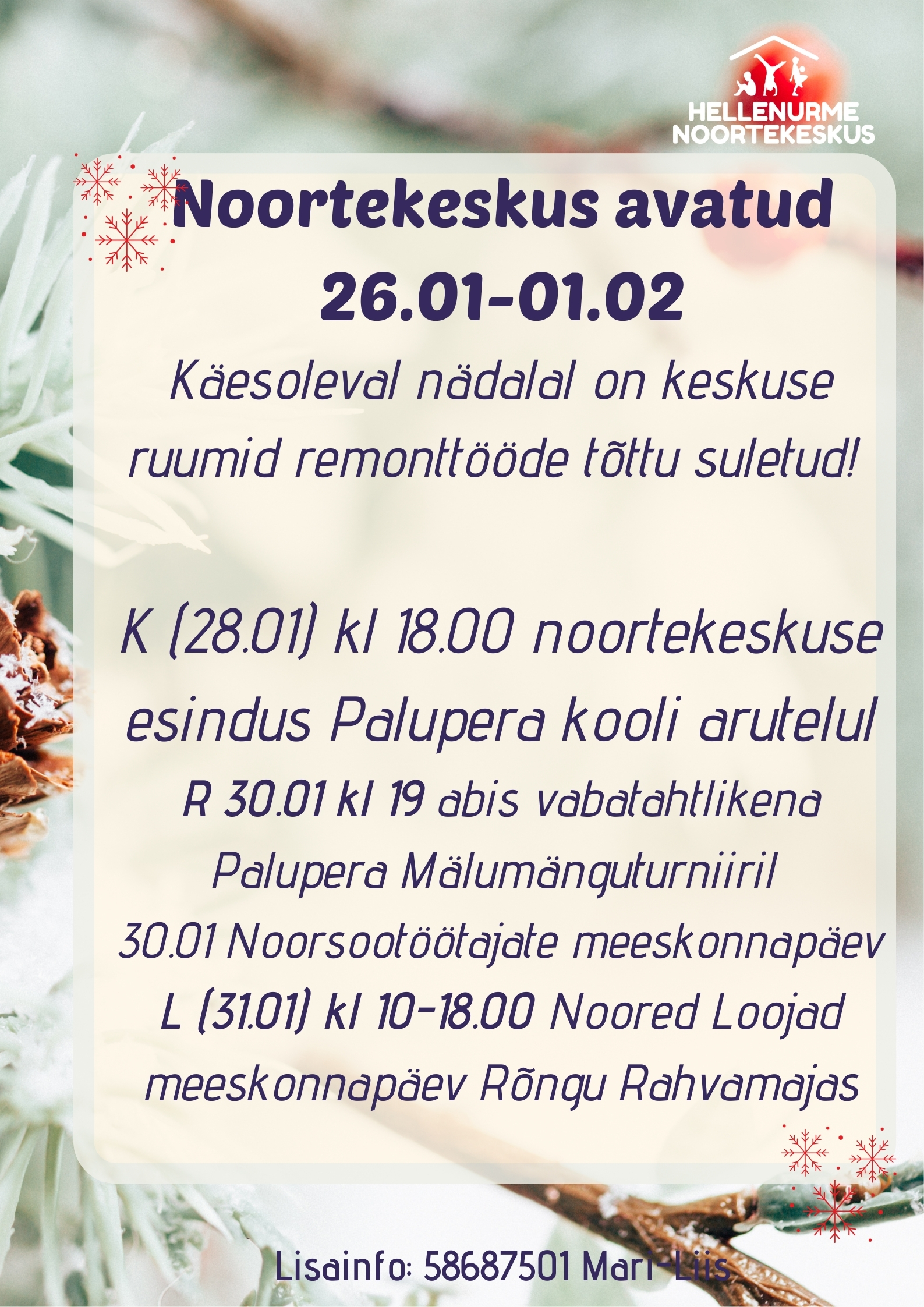 Noortekeskus Hellenurme jaanuar 4