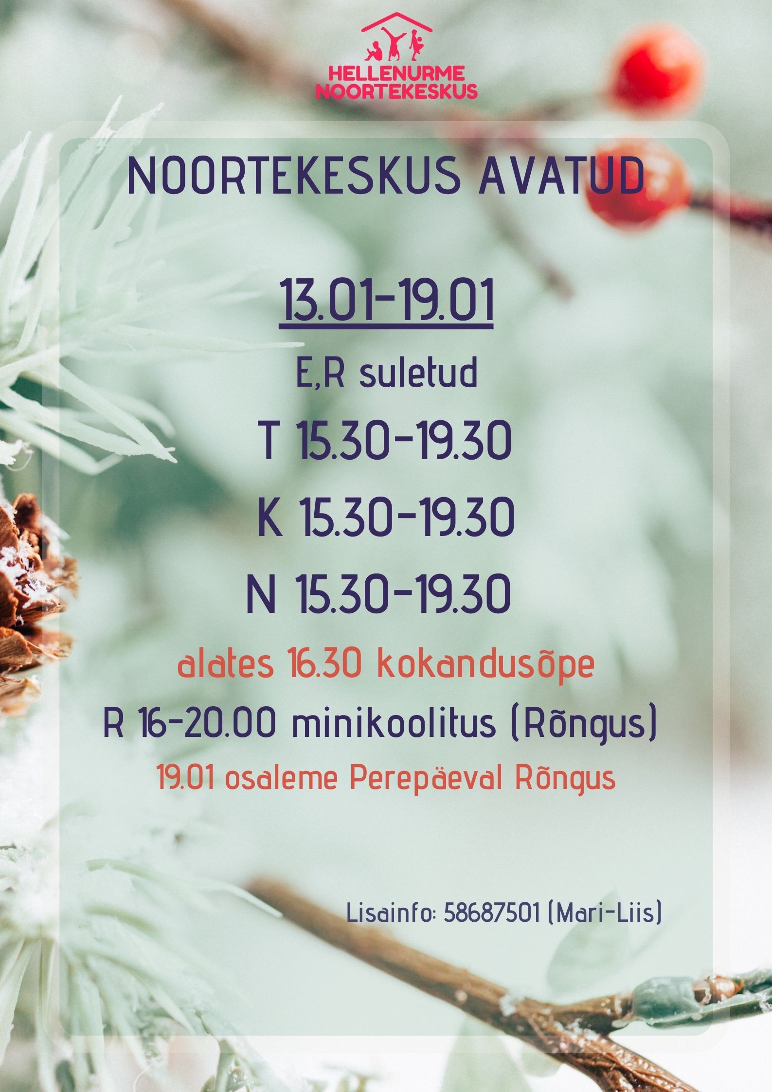 Noortekeskus Hellenurme jaanuar 5