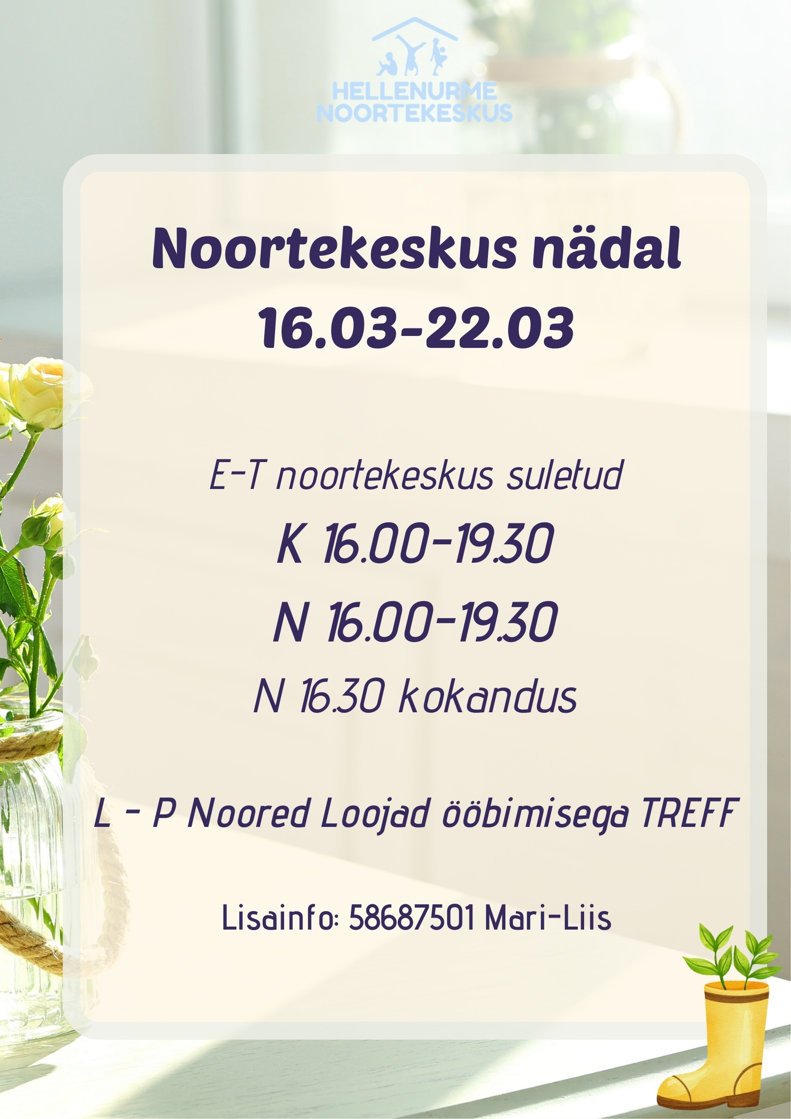 Noortekeskus Hellenurme märts 17