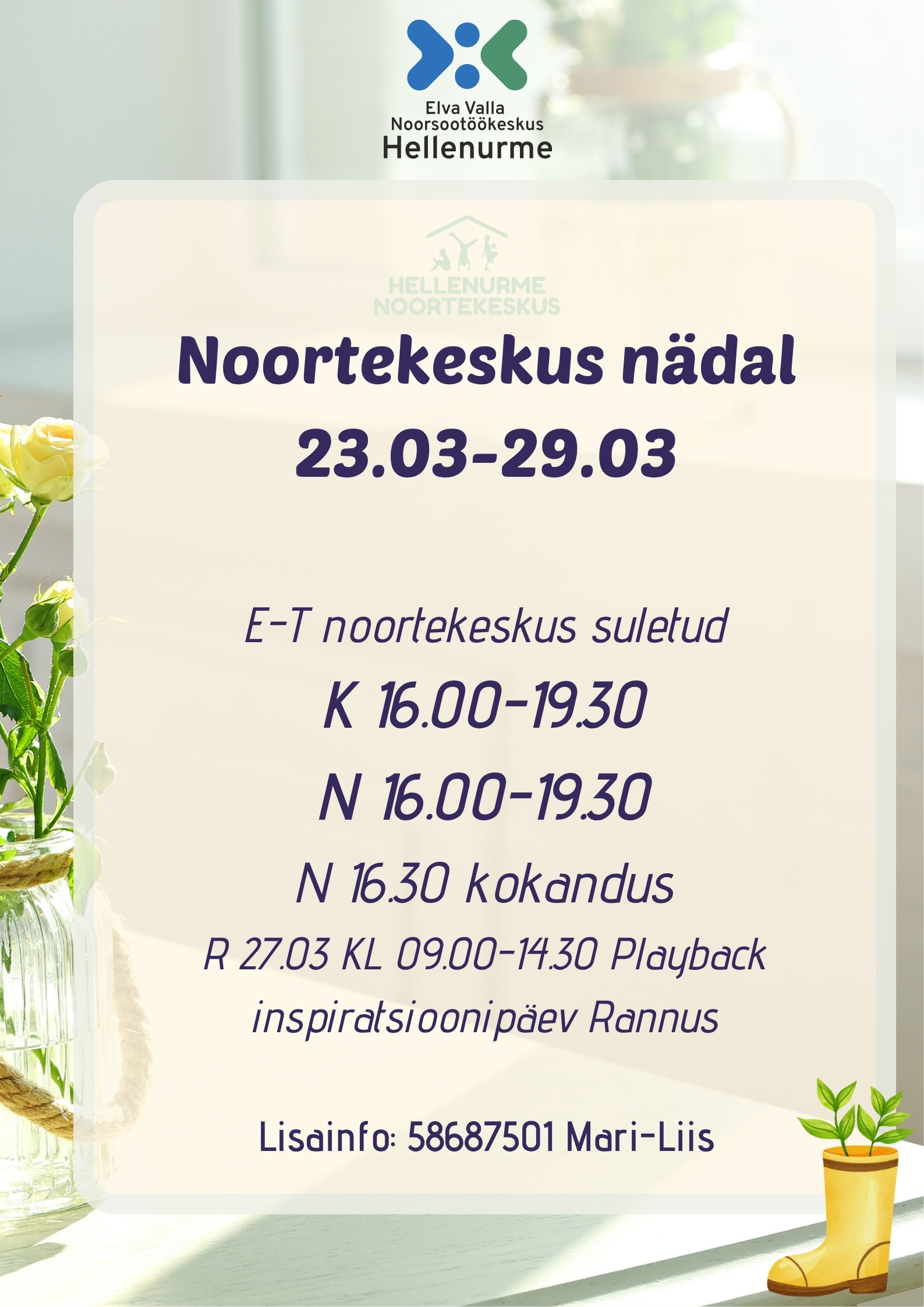 Noortekeskus Hellenurme märts 19