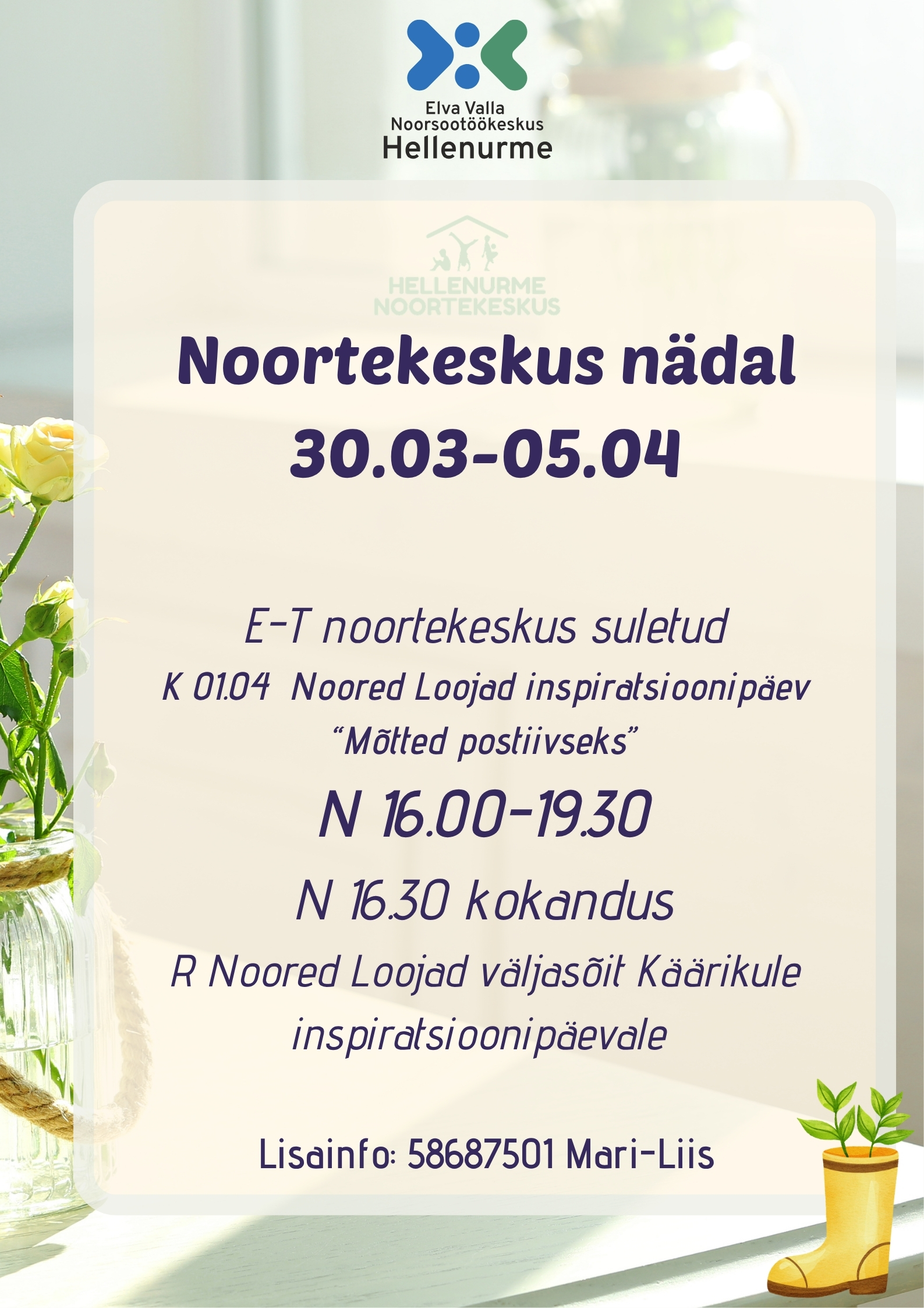 Noortekeskus Hellenurme märts 20