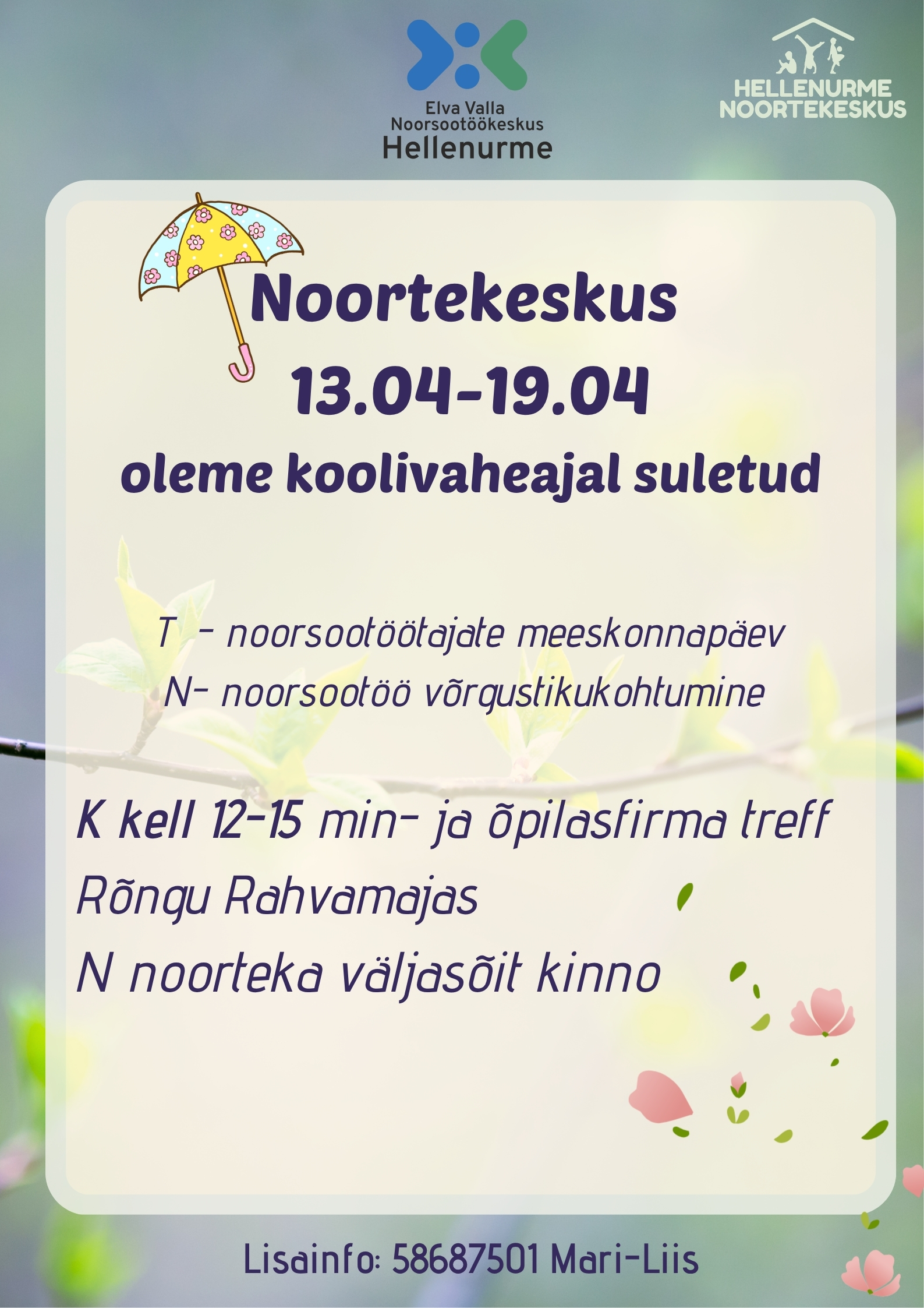 Noortekeskus Hellenurme märts 21