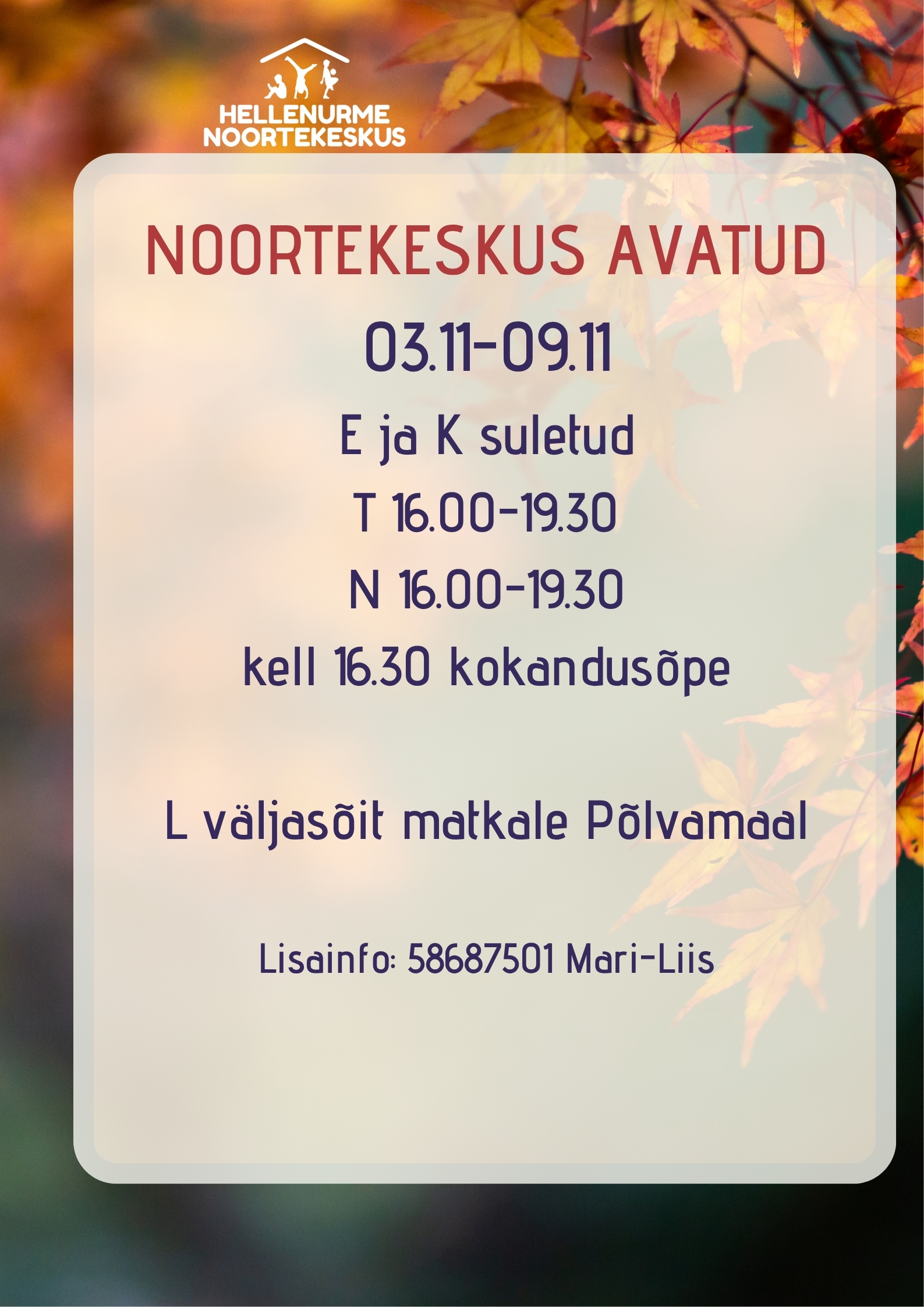 Noortekeskus Hellenurme november 11