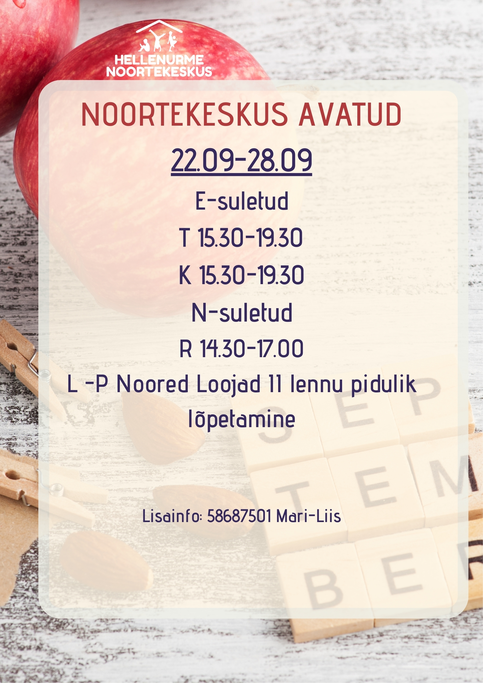 Noortekeskus Hellenurme september 7